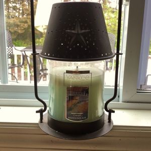 Wrought iron candle holder with shade